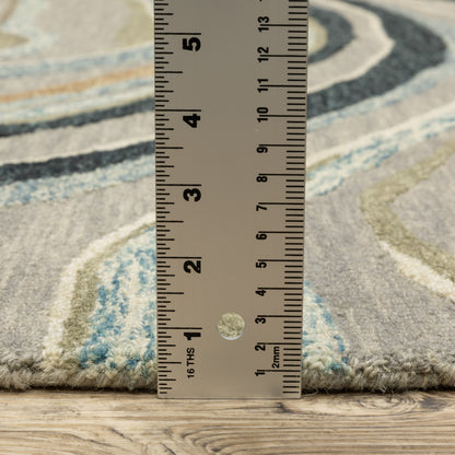 Kipton Abstract Grey/ Blue Mixed Pile Rug
