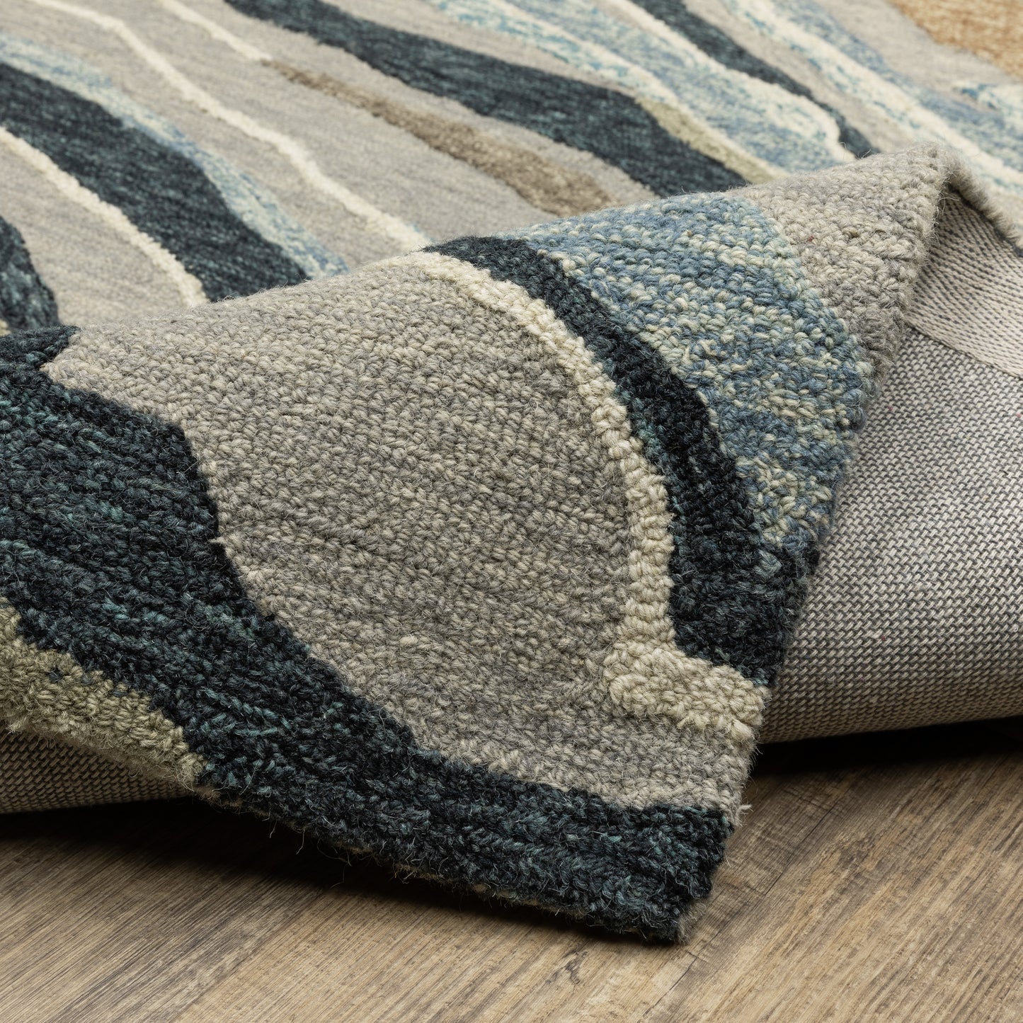 Kipton Abstract Grey/ Blue Mixed Pile Rug