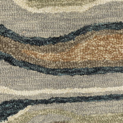 Kipton Abstract Grey/ Blue Mixed Pile Rug