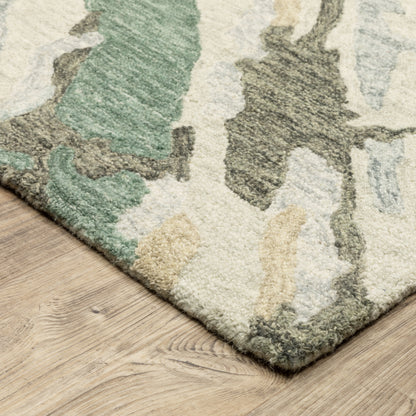 Kipton Abstract Grey/ Teal Mixed Pile Rug