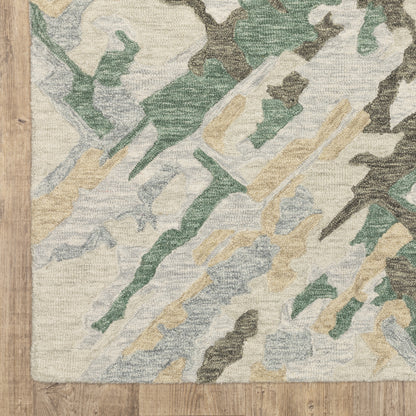 Kipton Abstract Grey/ Teal Mixed Pile Rug