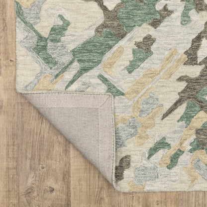 Kipton Abstract Grey/ Teal Mixed Pile Rug