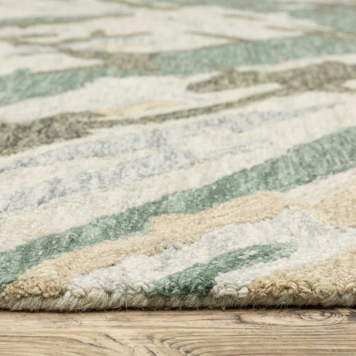 Kipton Abstract Grey/ Teal Mixed Pile Rug