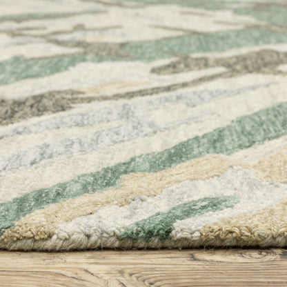 Kipton Abstract Grey/ Teal Mixed Pile Rug