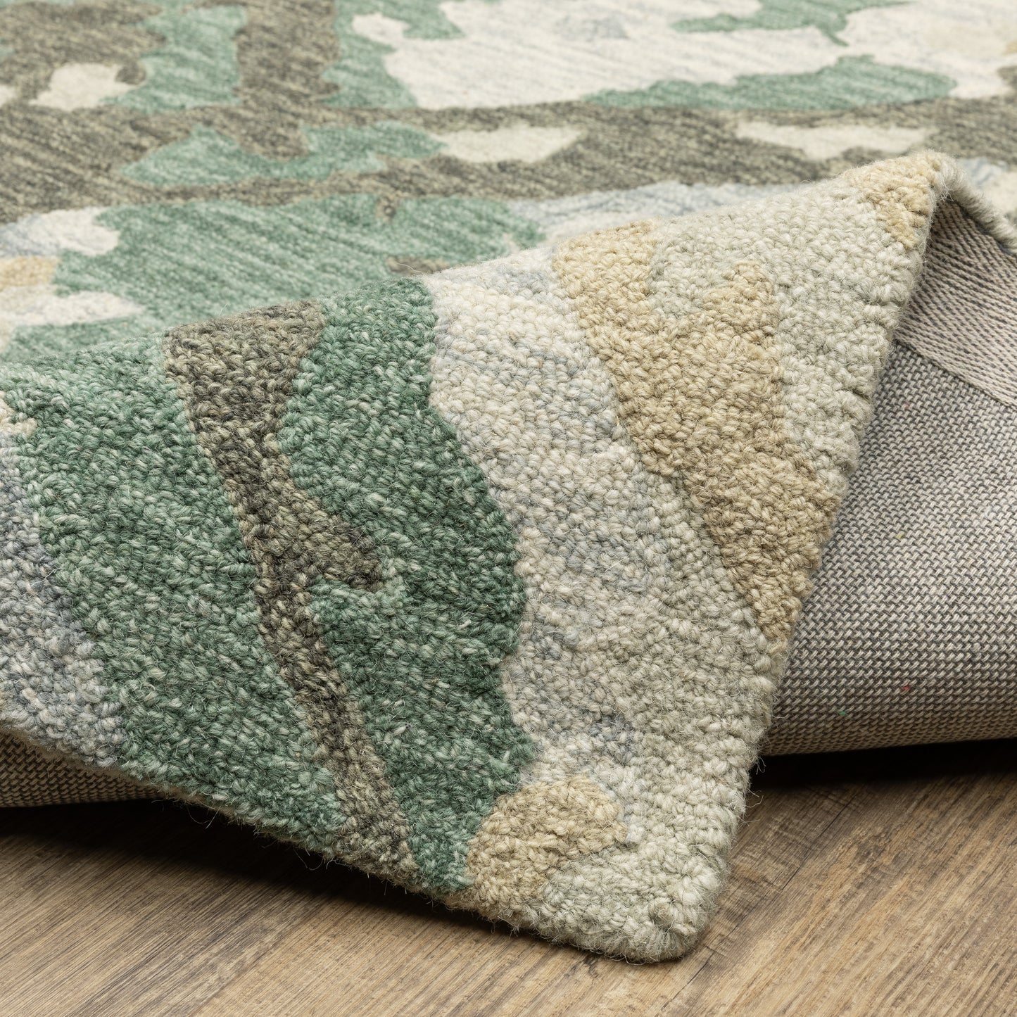 Kipton Abstract Grey/ Teal Mixed Pile Rug