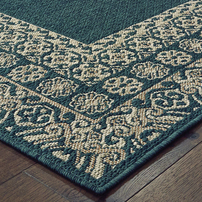 Latitude Outdoor Blue/ Grey Oriental Loop Pile Rug