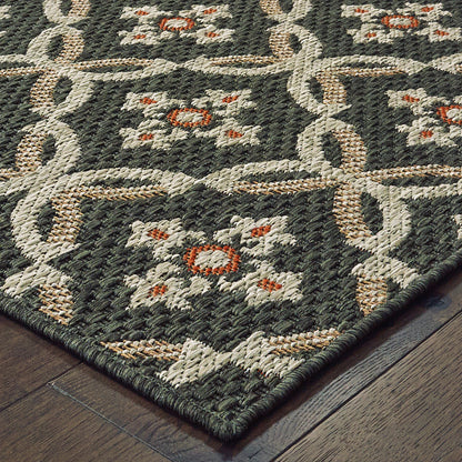 Latitude Outdoor Grey/ Orange Floral Loop Pile Rug