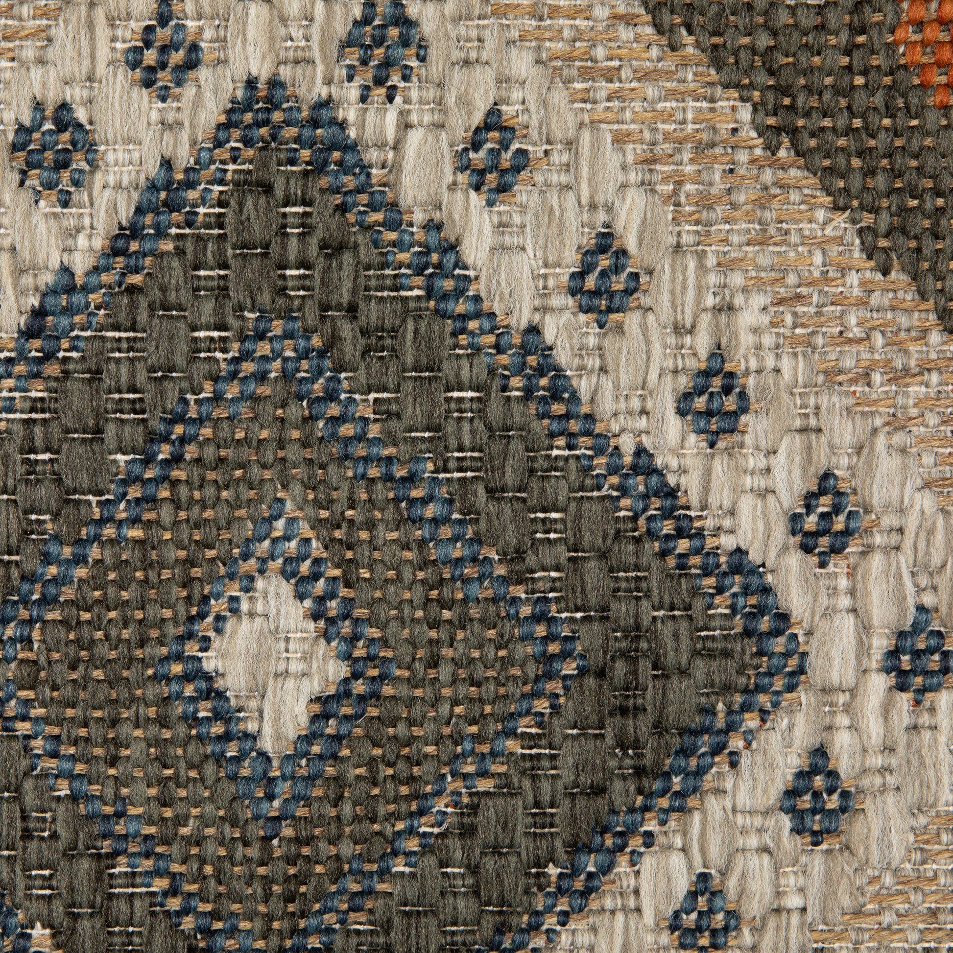 Latitude Outdoor Grey/ Orange Geometric Loop Pile Rug