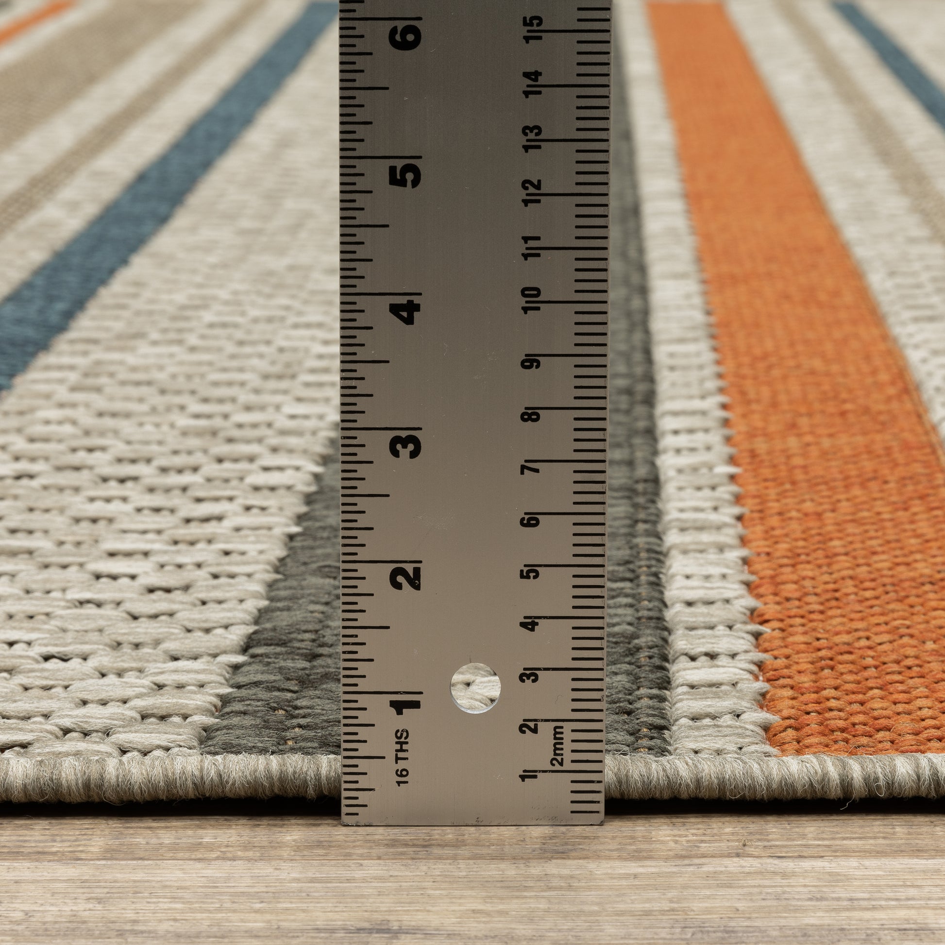 Latitude Outdoor Grey/ Blue Stripe Loop Pile Rug