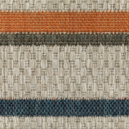 Latitude Outdoor Grey/ Blue Stripe Loop Pile Rug