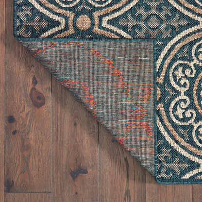 Latitude Outdoor Blue/ Grey Medallion Loop Pile Rug