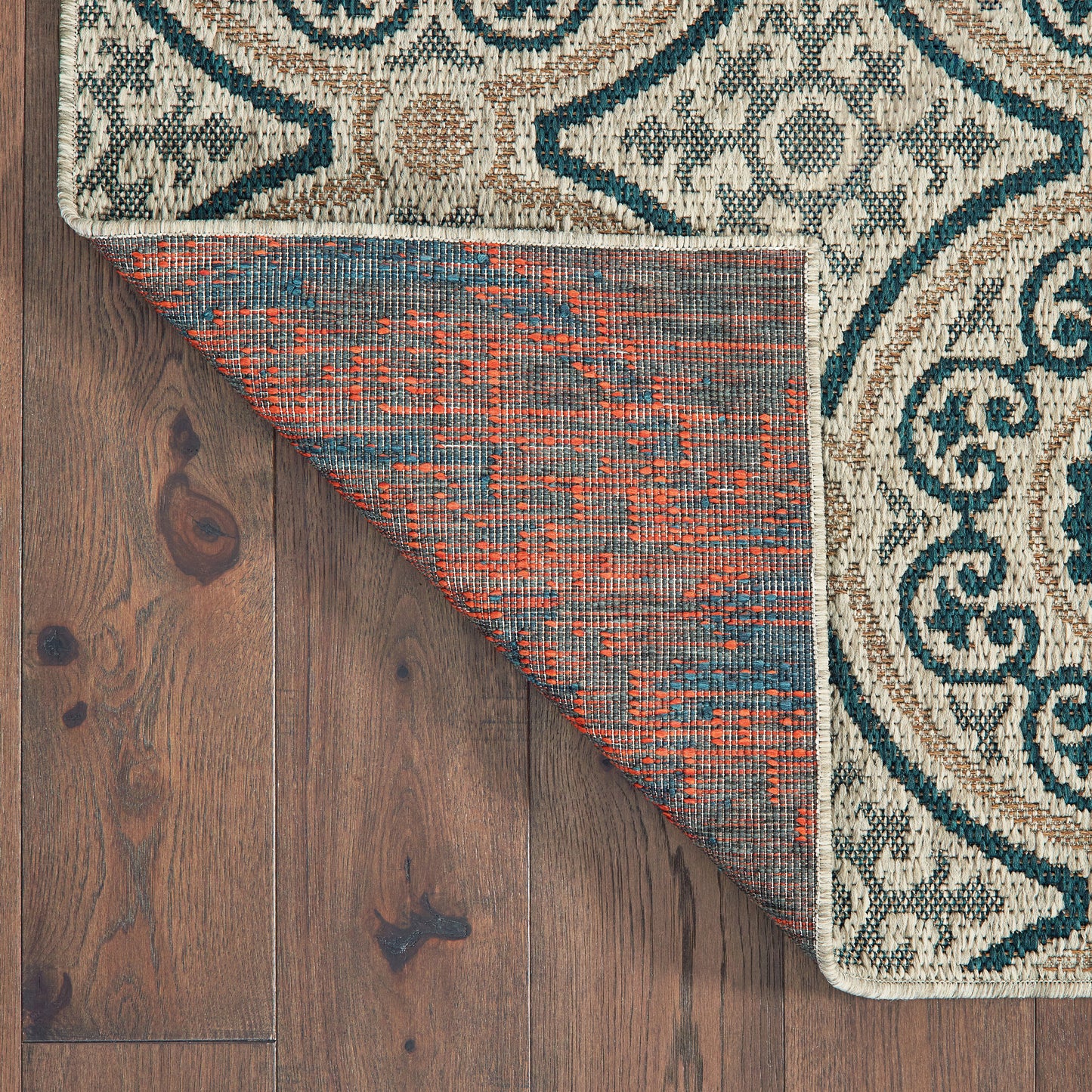 Latitude Outdoor Grey/ Blue Medallion Loop Pile Rug