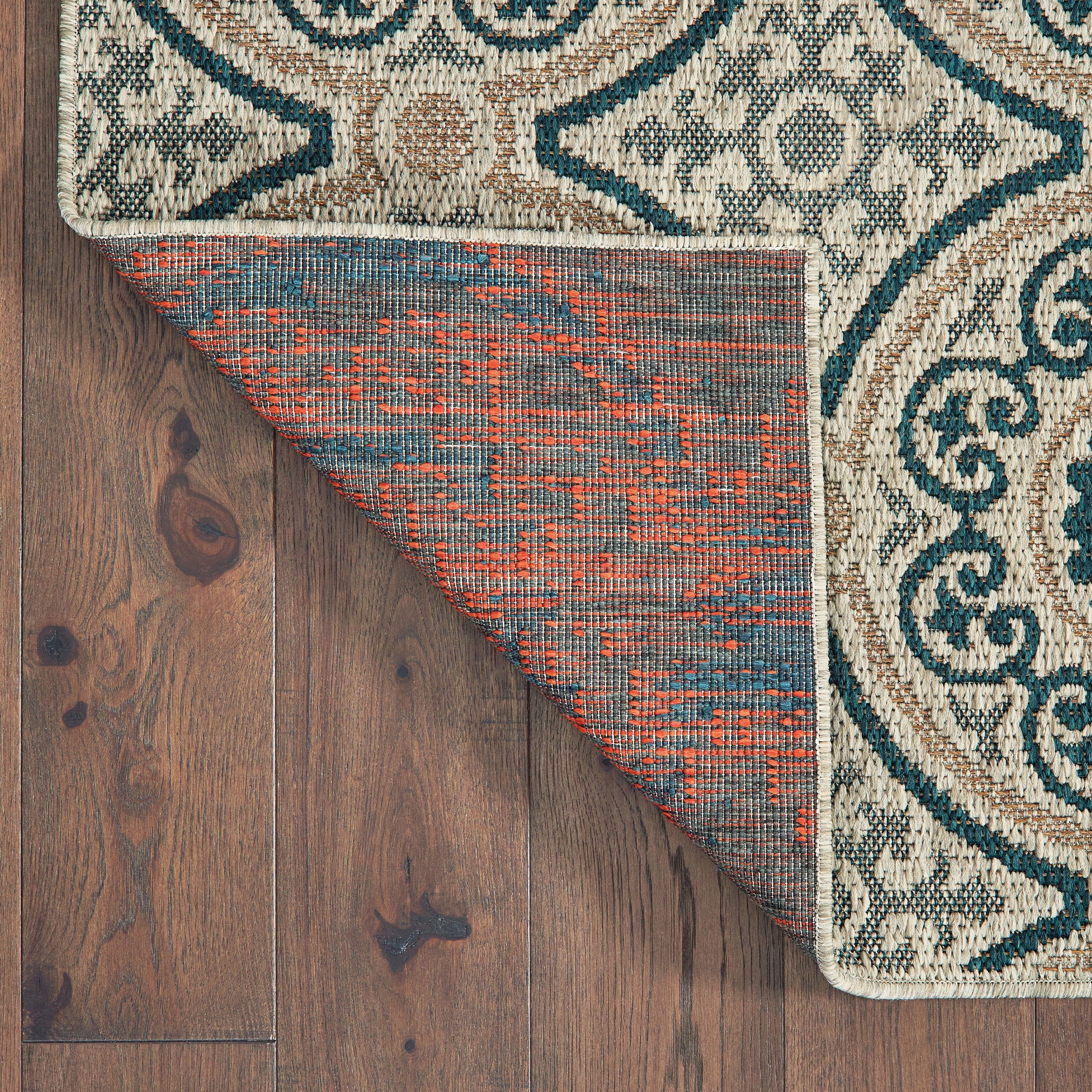 Latitude Outdoor Grey/ Blue Medallion Loop Pile Rug