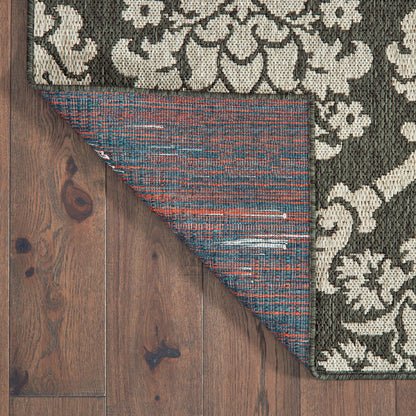 Latitude Outdoor Grey/ Charcoal Lattice Loop Pile Rug