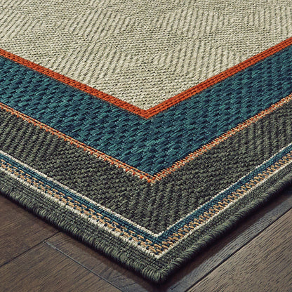 Latitude Outdoor Grey/ Blue Solid Loop Pile Rug