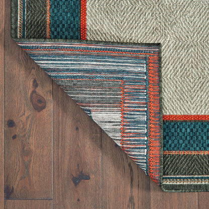 Latitude Outdoor Grey/ Blue Solid Loop Pile Rug