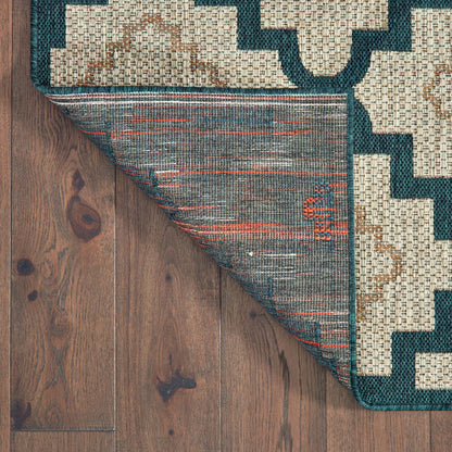 Latitude Outdoor Grey/ Blue Trefoil Loop Pile Rug