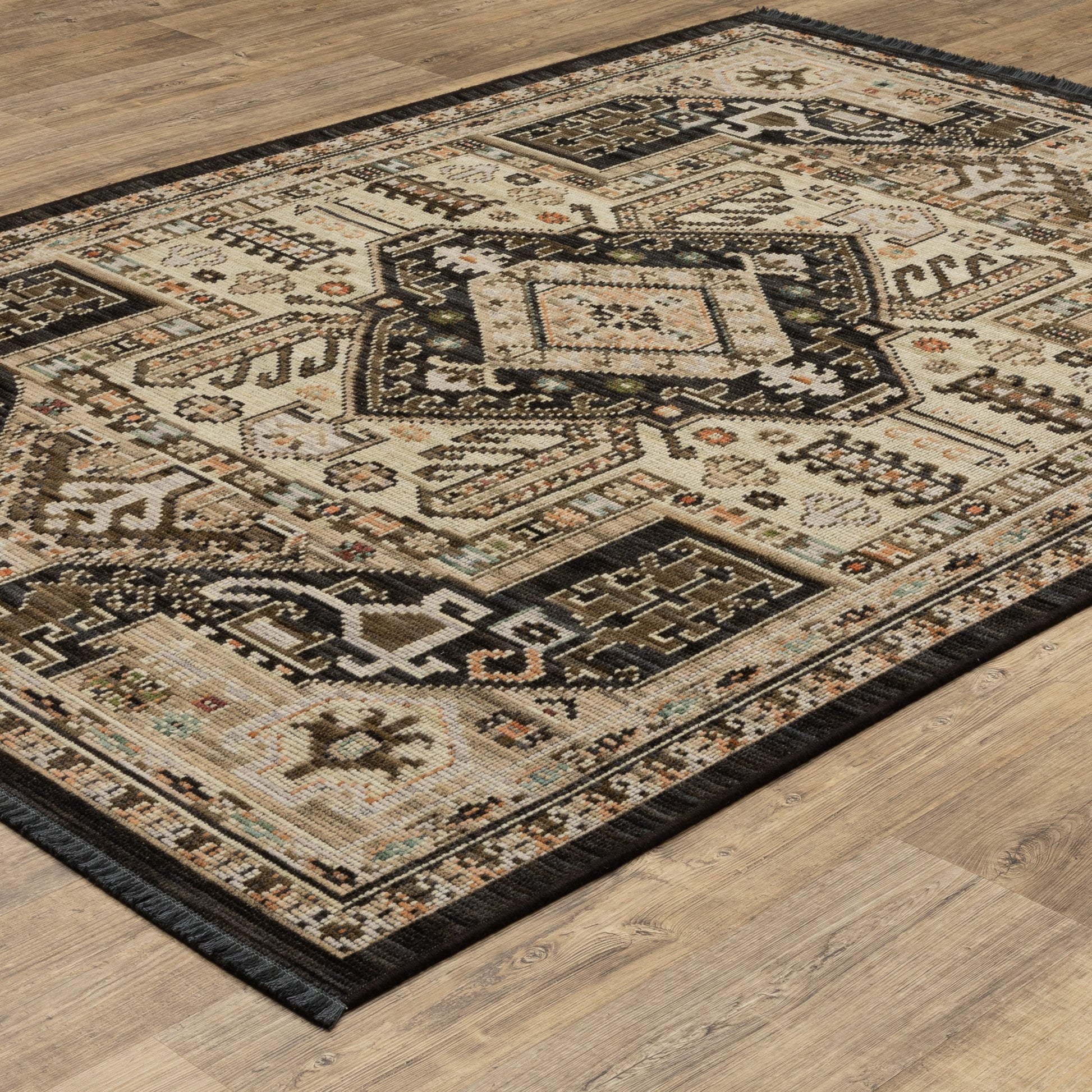 Legacy Medallion Charcoal/ Brown Oriental Loop Pile Rug