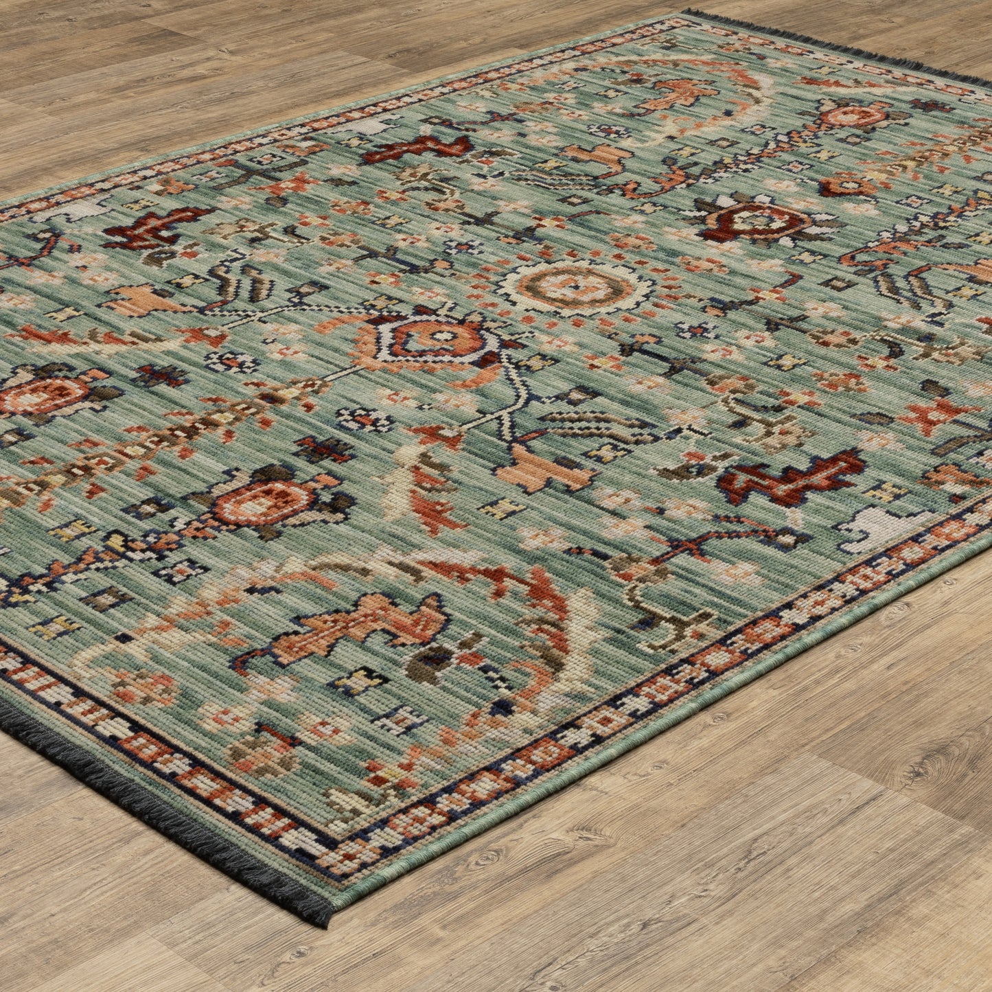 Legacy Floral Blue/ Rust Loop Pile Rug