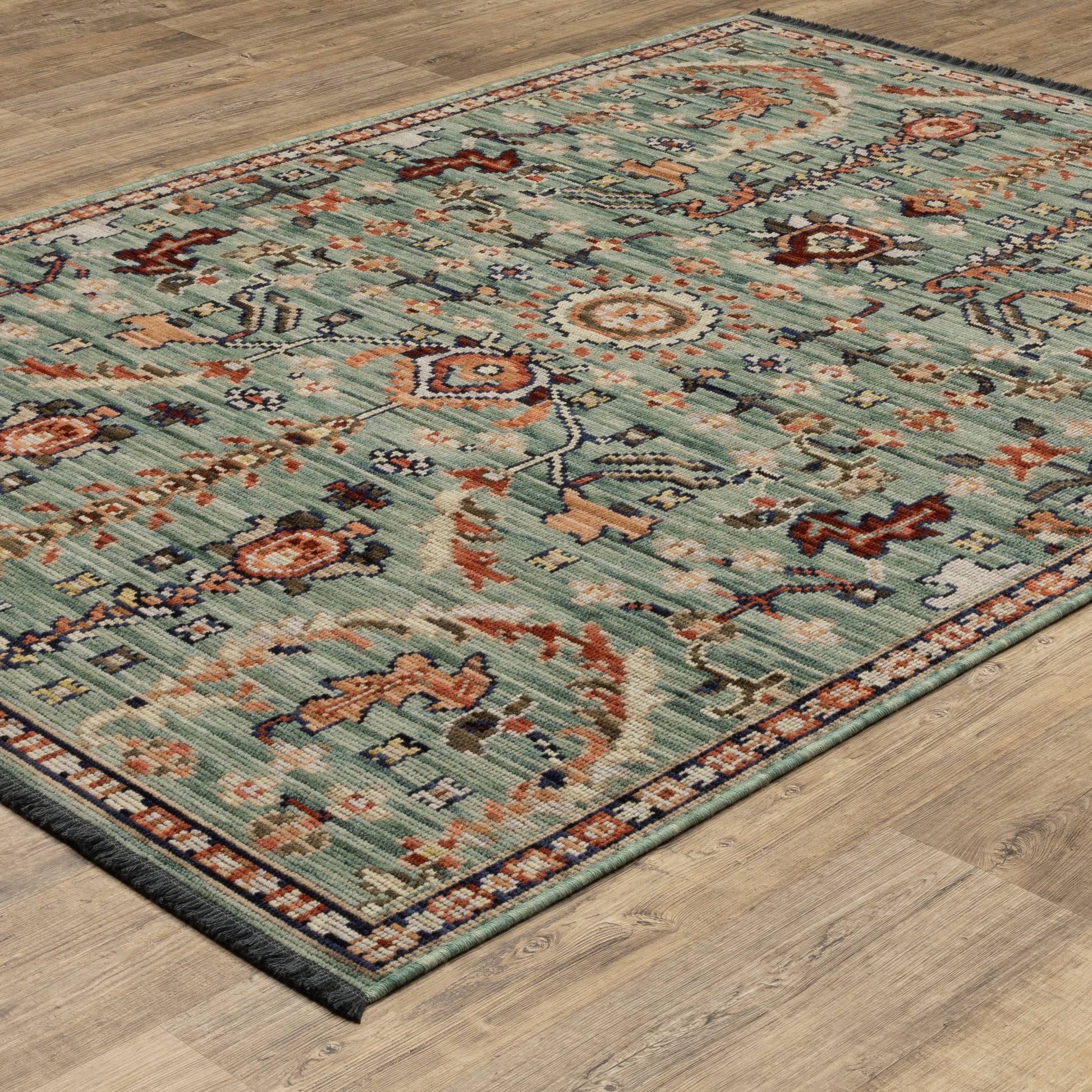 Legacy Floral Blue/ Rust Loop Pile Rug
