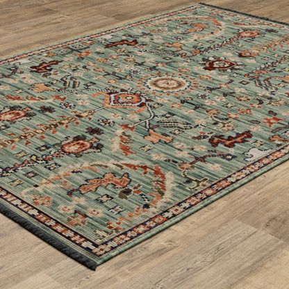 Legacy Floral Blue/ Rust Loop Pile Rug