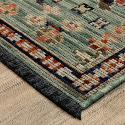 Legacy Floral Blue/ Rust Loop Pile Rug