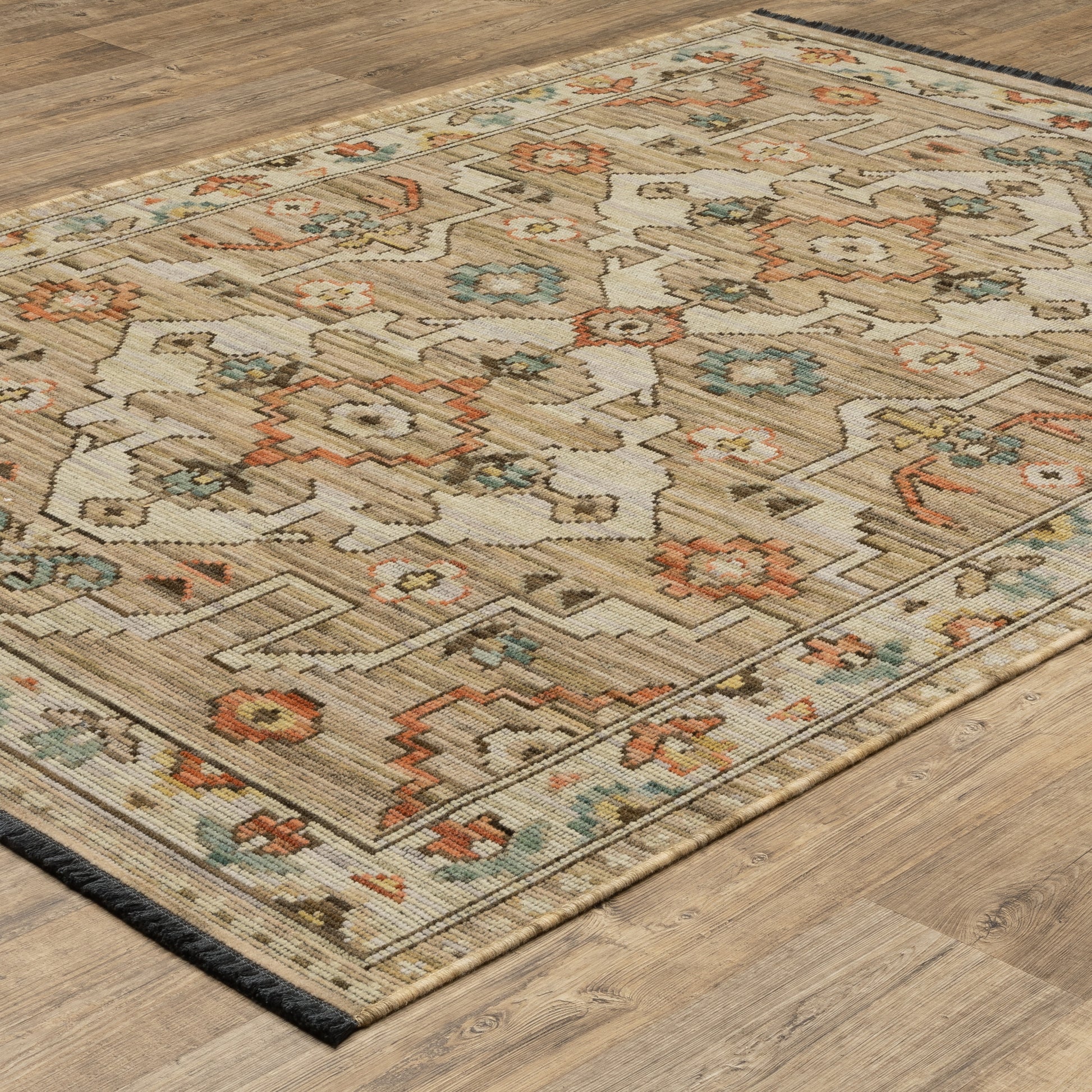Legacy Medallion Rust/ Blue Floral Loop Pile Rug