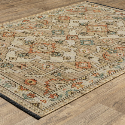 Legacy Medallion Rust/ Blue Floral Loop Pile Rug