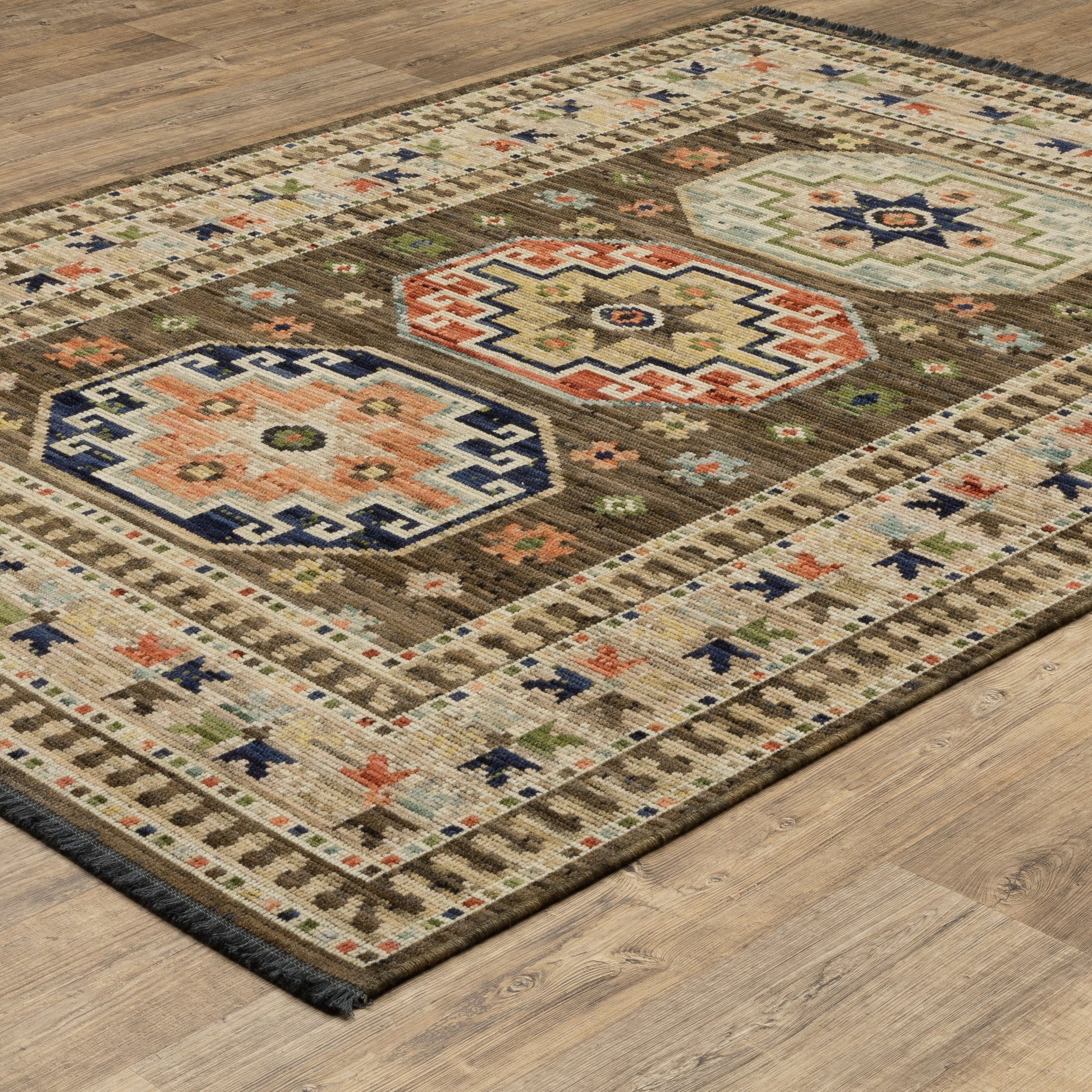 Legacy Medallion Brown/ Multi Oriental Loop Pile Rug