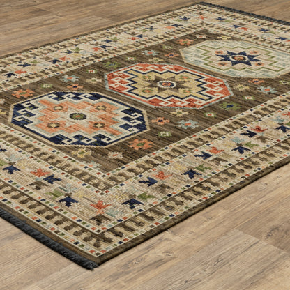 Legacy Medallion Brown/ Multi Oriental Loop Pile Rug