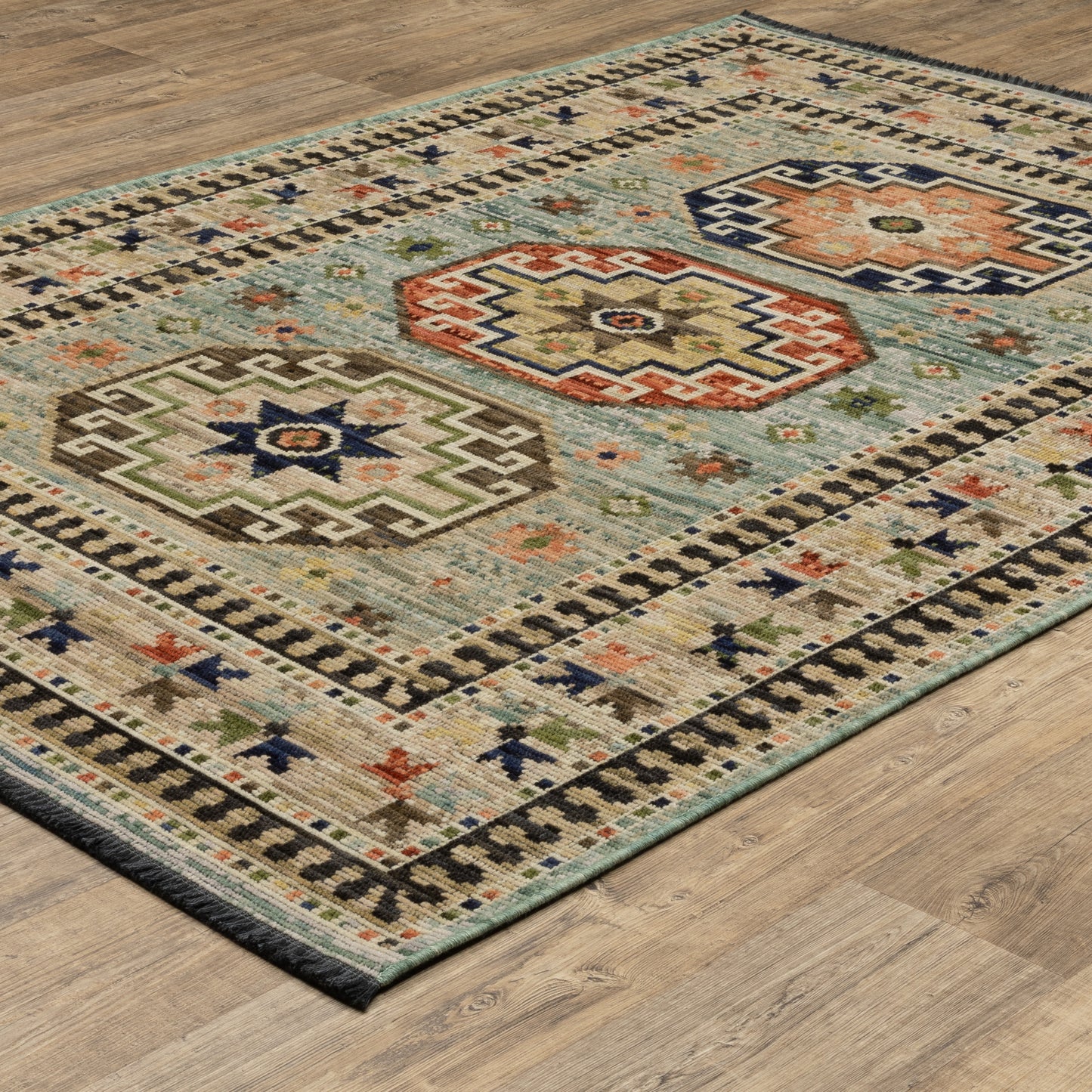 Legacy Medallion Blue/ Multi Oriental Loop Pile Rug