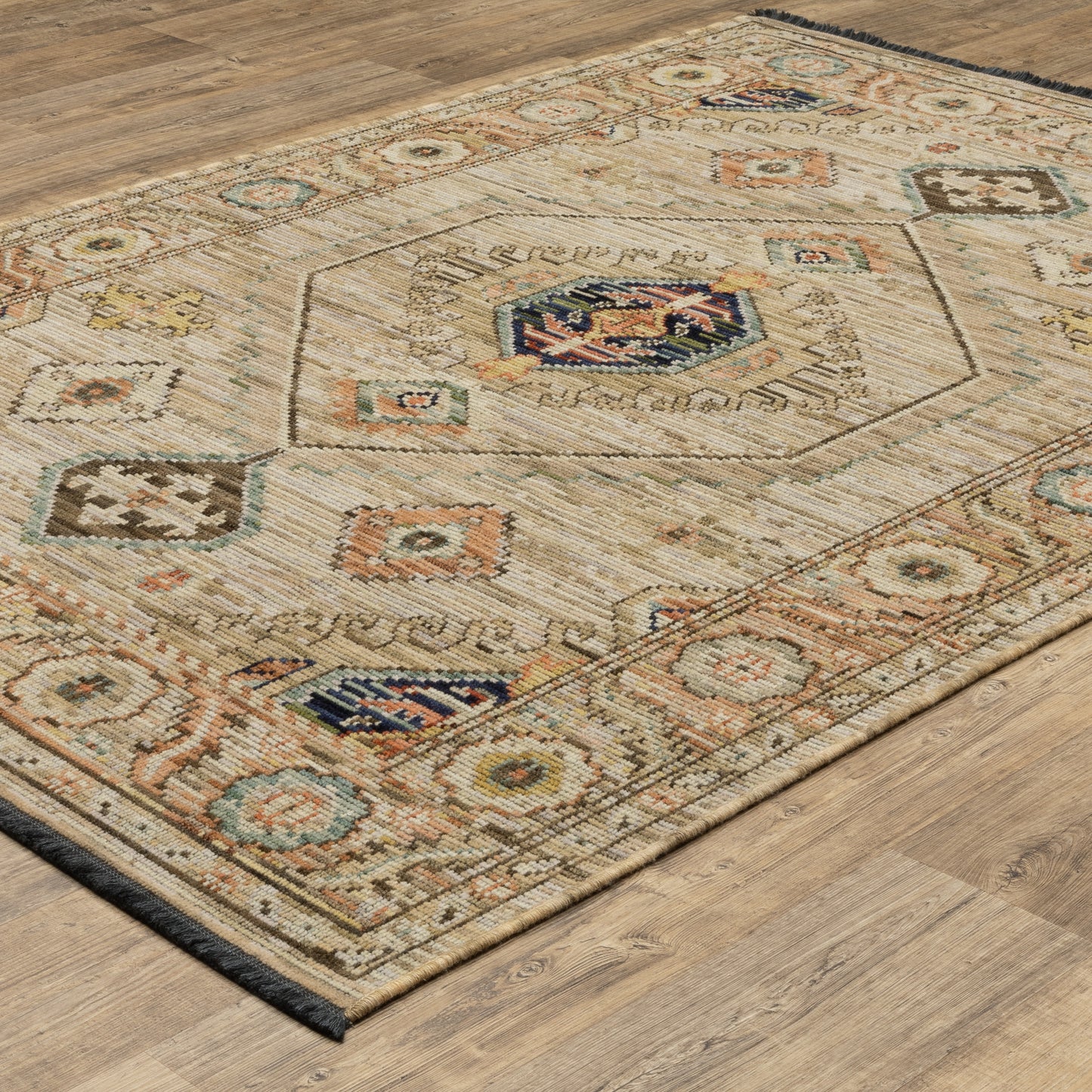 Legacy Medallion Beige/ Multi Oriental Loop Pile Rug