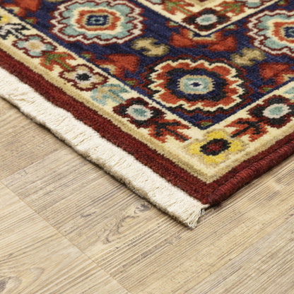Lilihan Oriental Red/ Ivory Cut Pile Rug