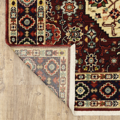 Lilihan Oriental Red/ Ivory Cut Pile Rug