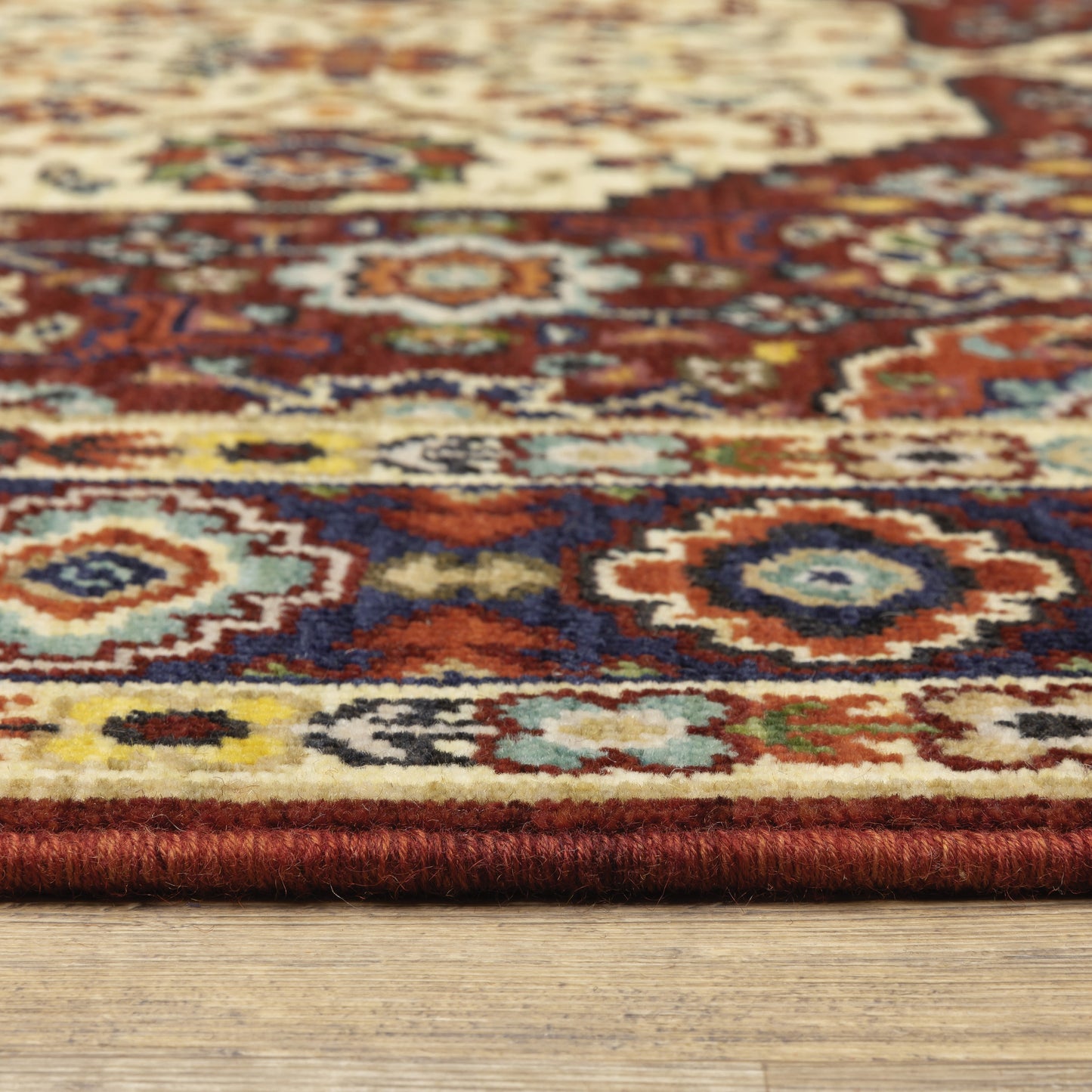 Lilihan Oriental Red/ Ivory Cut Pile Rug
