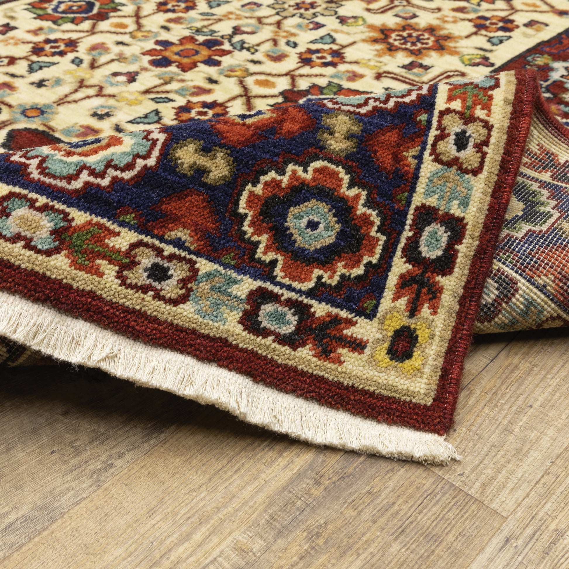 Lilihan Oriental Red/ Ivory Cut Pile Rug
