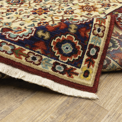 Lilihan Oriental Red/ Ivory Cut Pile Rug
