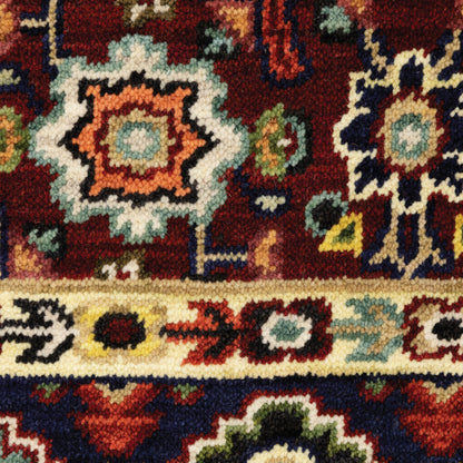 Lilihan Oriental Red/ Ivory Cut Pile Rug