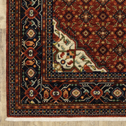 Lilihan Medallion Red/ Blue Oriental Cut Pile Rug