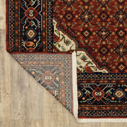 Lilihan Medallion Red/ Blue Oriental Cut Pile Rug