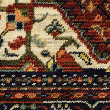 Lilihan Medallion Red/ Blue Oriental Cut Pile Rug