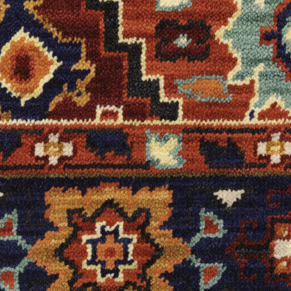 Lilihan Medallion Red/ Blue Oriental Cut Pile Rug