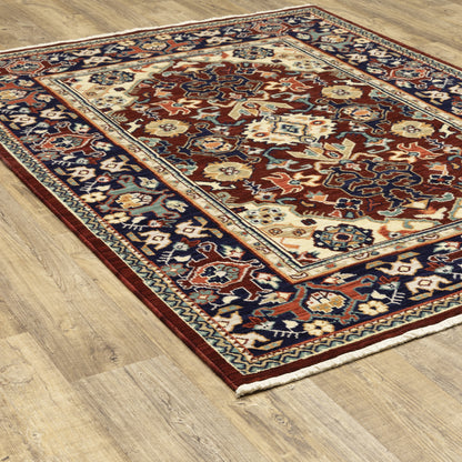 Lilihan Oriental Red/ Blue Cut Pile Rug