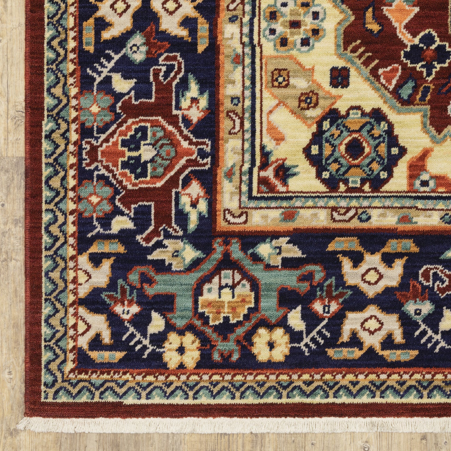 Lilihan Oriental Red/ Blue Cut Pile Rug