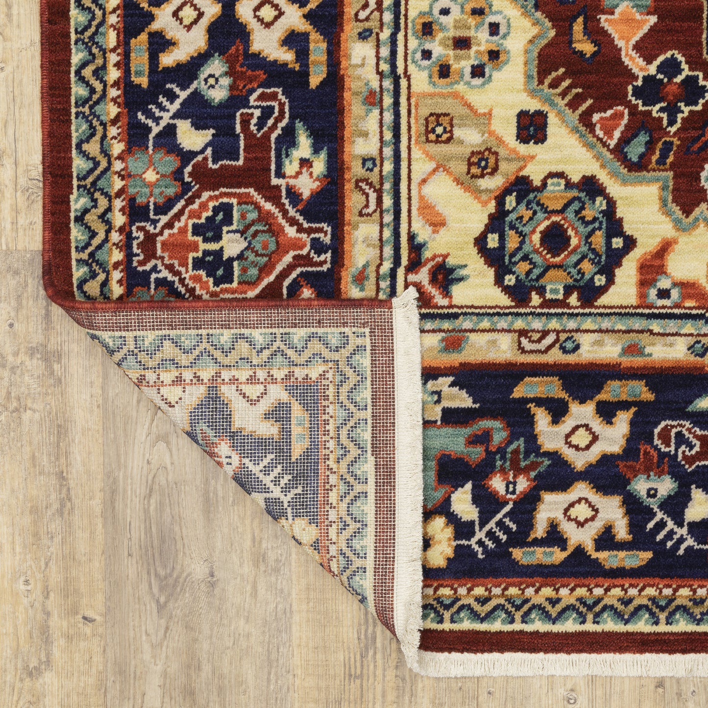 Lilihan Oriental Red/ Blue Cut Pile Rug