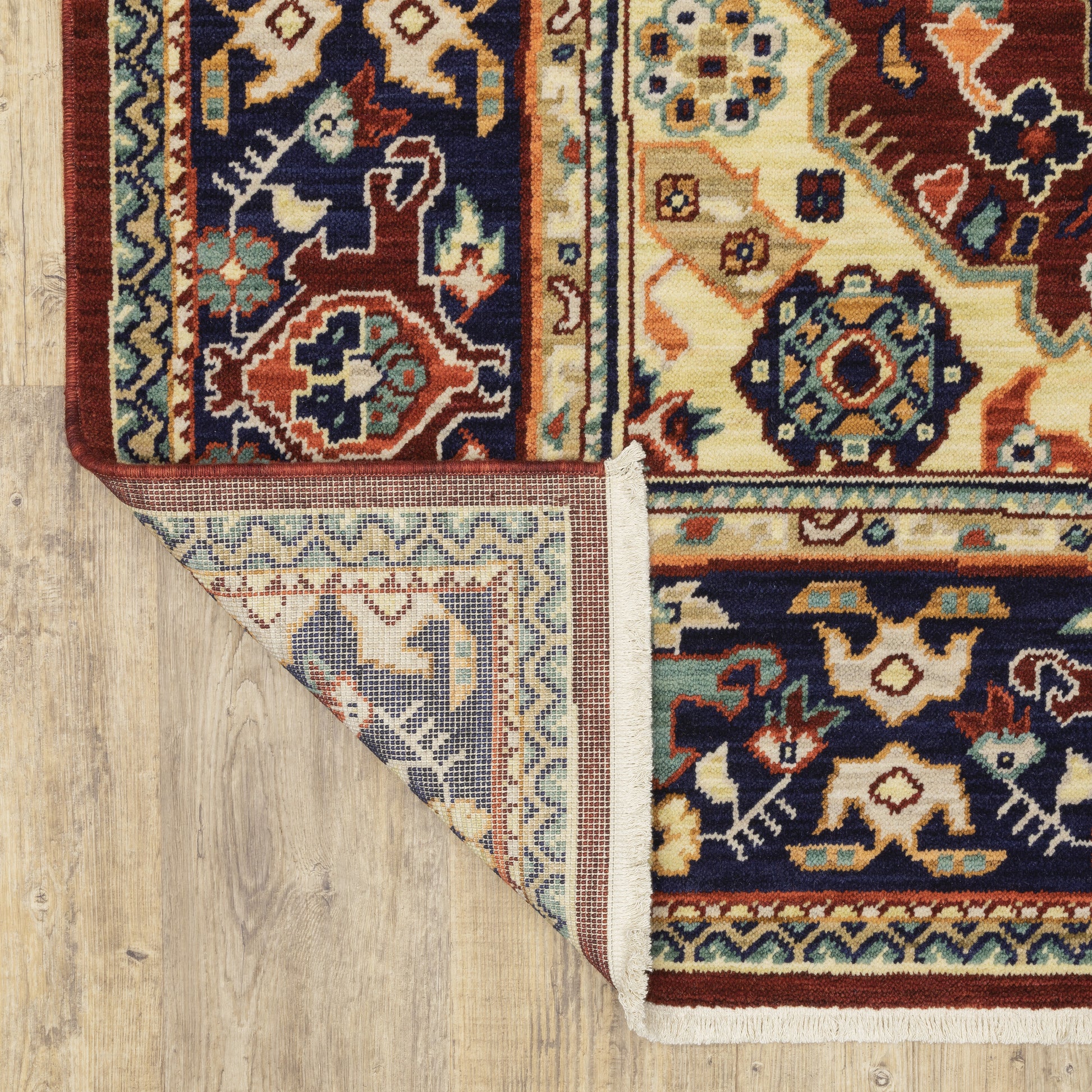 Lilihan Oriental Red/ Blue Cut Pile Rug