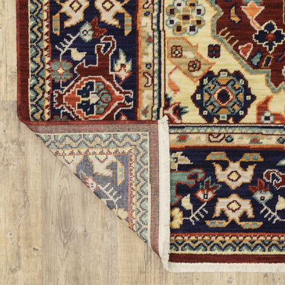 Lilihan Oriental Red/ Blue Cut Pile Rug