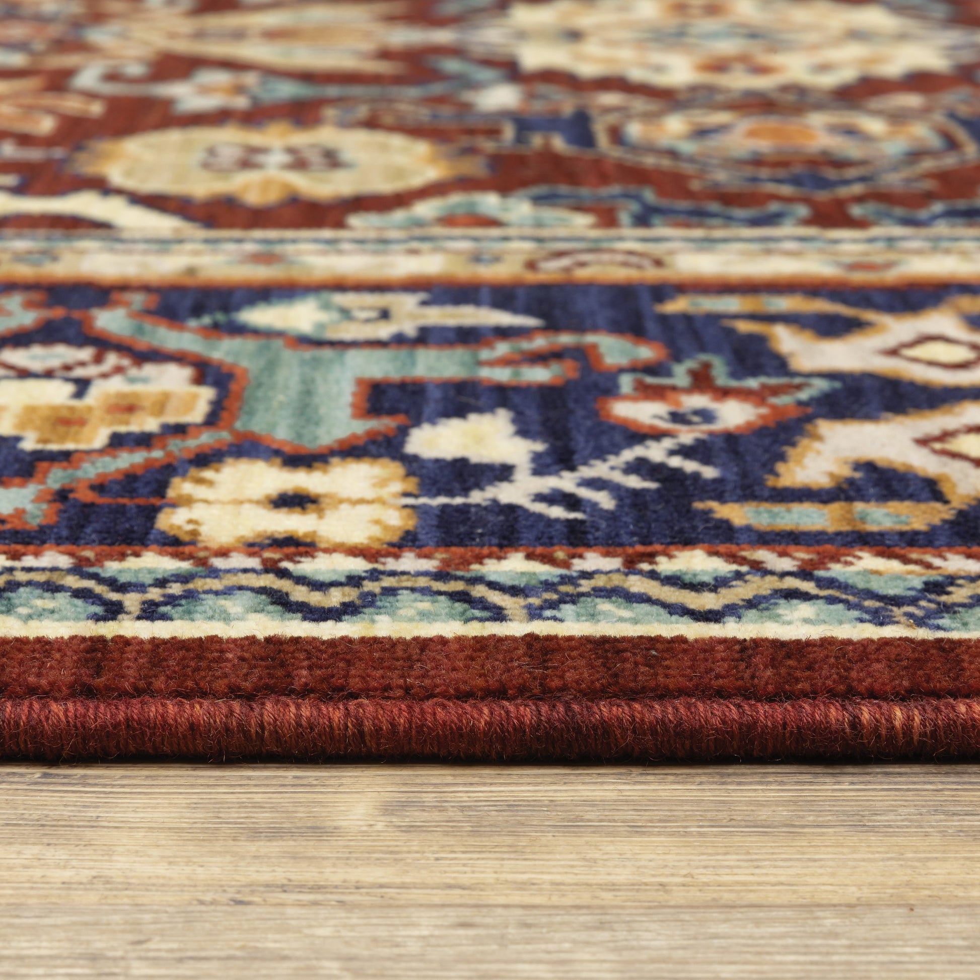 Lilihan Oriental Red/ Blue Cut Pile Rug