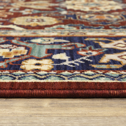 Lilihan Oriental Red/ Blue Cut Pile Rug