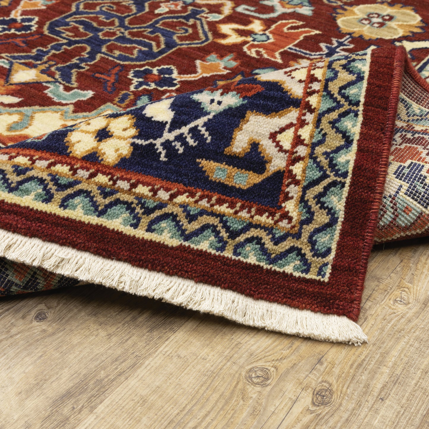 Lilihan Oriental Red/ Blue Cut Pile Rug